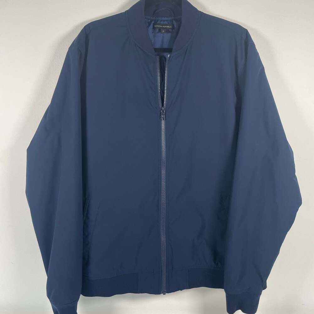Banana Republic Men's Navy Blue Light Weight Water-Repellent Bomber Jacket Size